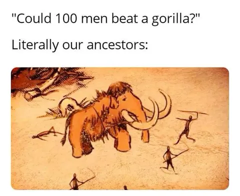 100 men vs a Mammoth