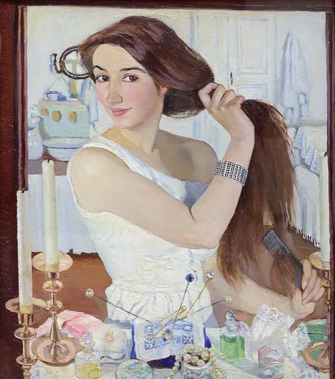 At the Dressing-Table, Zinaida Serebryakova, Oils, 1909