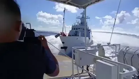 2 Chinese ships collide while trying to ram a Fillipino Coast Guard ship.