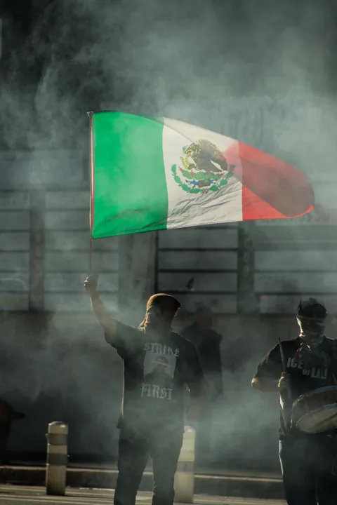 [OC] A protest at the Federal Building in Downtown L.A., where ICE has ramped up kidnappings again