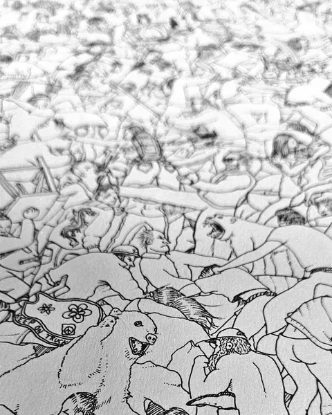 The Brawl. Ink on paper. By me. 11x14 inches.