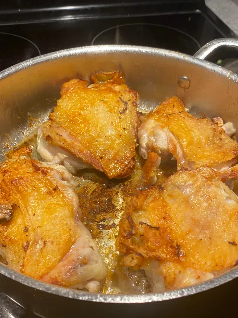 [homemade] rendered fat chicken thighs