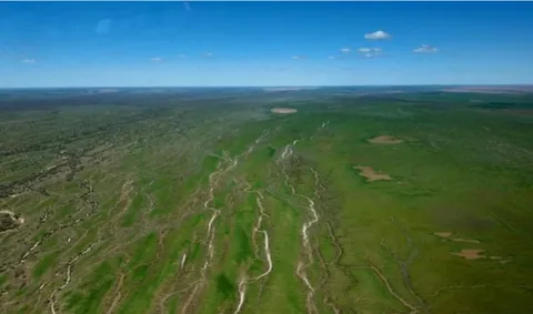 Australia's dry red outback after a lot of rain