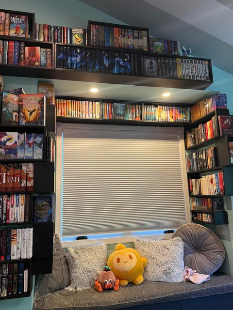 My fully custom bookshelf I built with my dad from scratch!