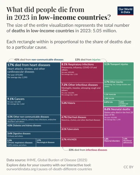 [OC] What do people die from in different countries?