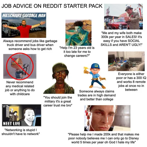 Job advice on Reddit starterpack
