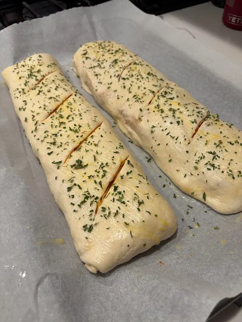 [homemade] Stromboli! Thin layer of marinara, Genoa salami, pepperoni and ham with provolone cheese.