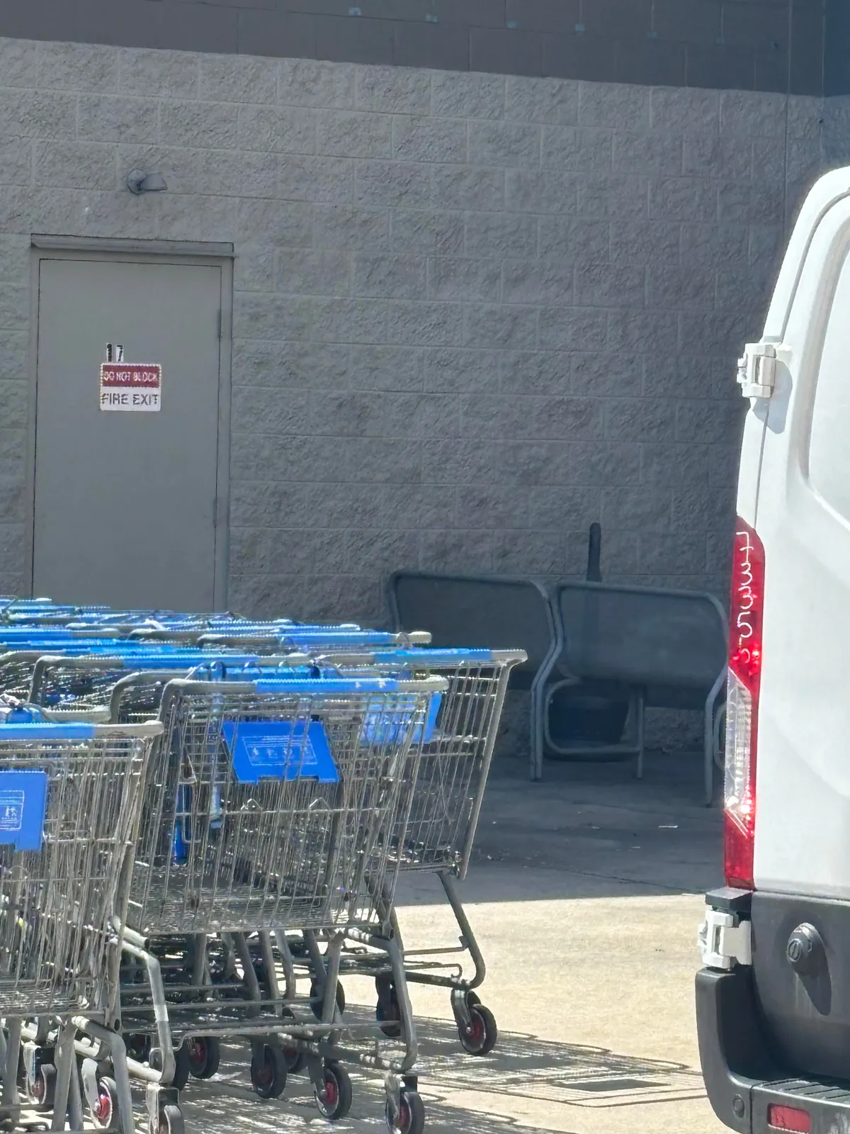 Walmart employees moved the bench for the bus stop
