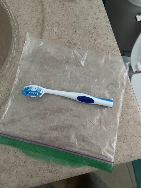 My brother cut a tooth brush in half instead of getting a travel brush