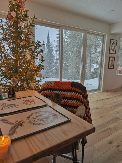 Had a pretty good snowstorm here today. Got cozy painting by the fireplace. 🔥