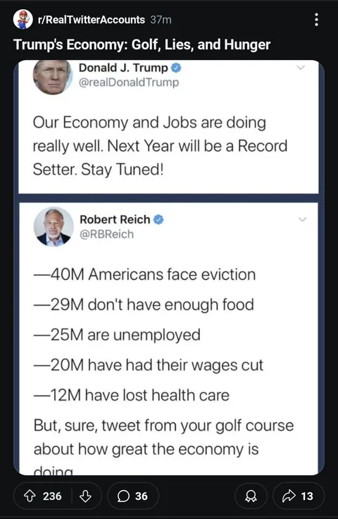 Trump's Economy: Golf, Lies, and Hunger