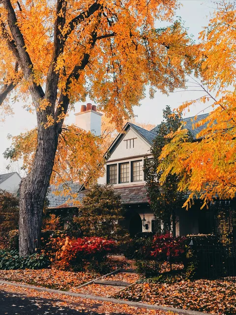 House on an autumn street, Toronto, Ontario, Canada.