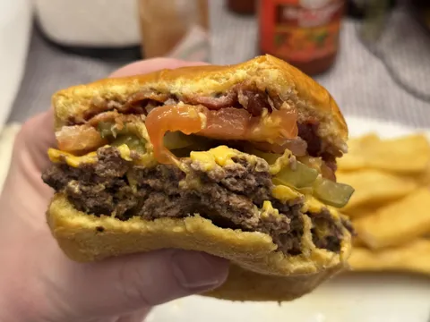 I made this (burger) [homemade]