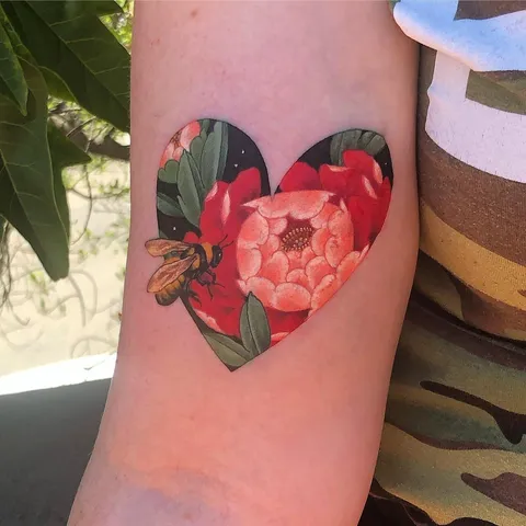 Bee and peonies by Ginger Jeong at The Darling Parlour, Sydney