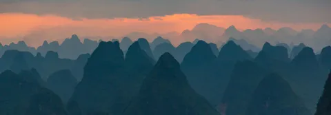 Layers of light. Guilin at Sunrise, China [OC][5760×2000]
