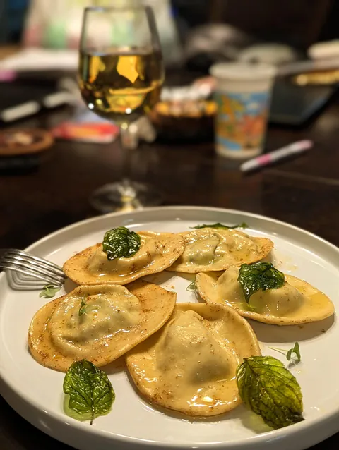 [Homemade] Four cheese spinach ravioli with basil brown butter