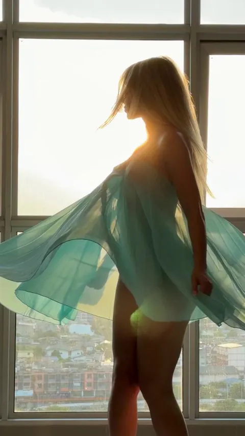 Having some fun being fully nude under my sheer dress [GIF]
