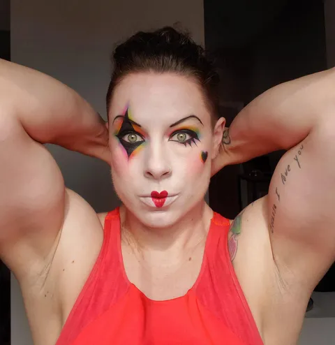 I debated posting this picture because I know it's a whole lot, but I'm a whole lot 🤷🏼‍♀️😊 and any makeup I do both reflects and enhances that! Enjoy one last shot of this rainbow mime!