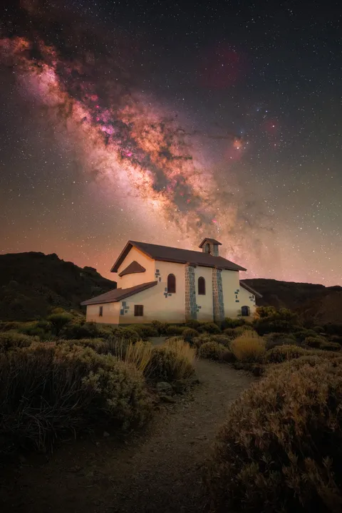 I used my astro-modified DSLR to capture the Milky Way core over The Chapel of Nuestra Señora de las Nieves in Teide National Park, Tenerife