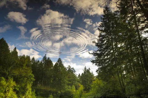 ITAP of ripples in a pond and flipped it upside down.