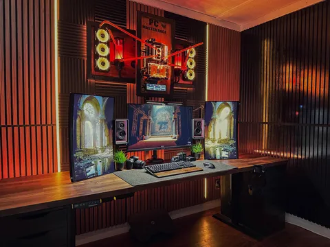 My wood &amp; black gaming setup