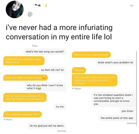 You can't handle my elite music taste.