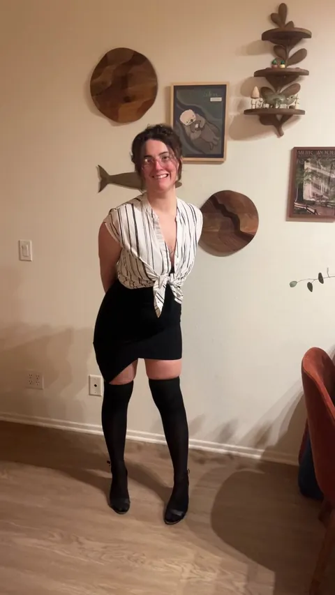 teacher takes off a tight dress