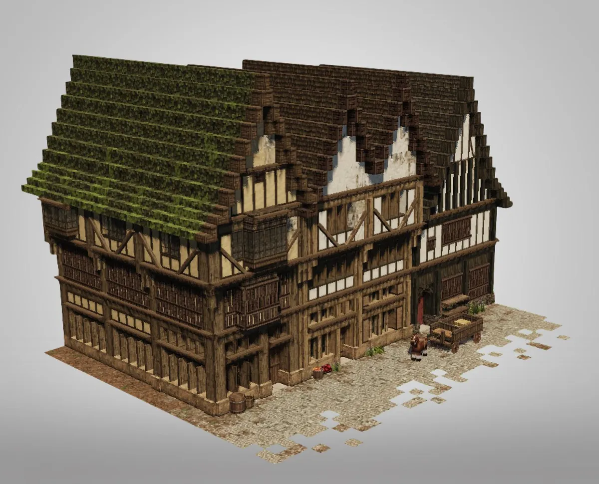 I built some 14th century English houses in Minecraft