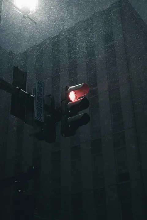 ITAP of a stop light in the snow