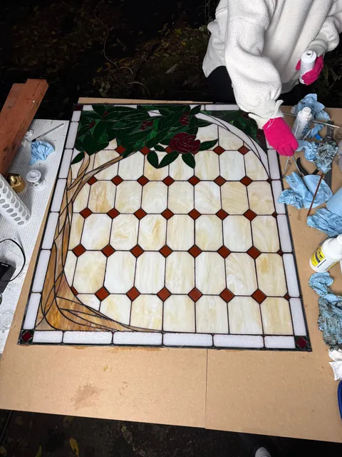 We made a stained glass window for our bathroom renovation