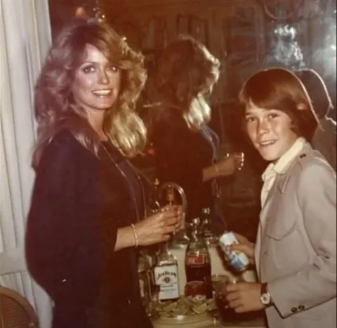 Farrah Fawcett crashed young boys confirmation party in 1979.