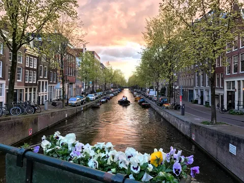 Sunset in Amsterdam! Took this the night before the King's Day chaos ensued