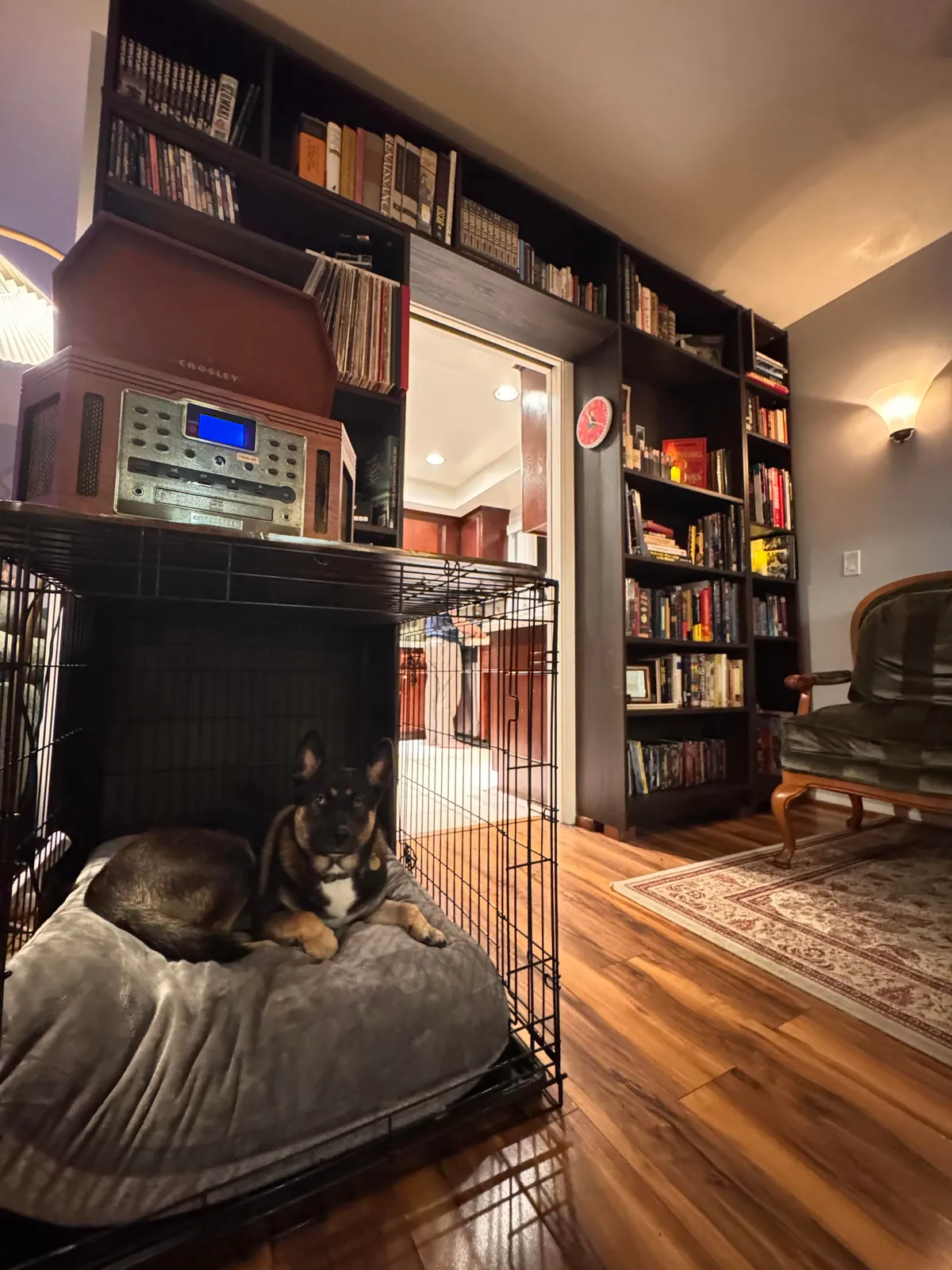 Built custom bookshelves by cutting and faceting ikea shelves together (before and after)