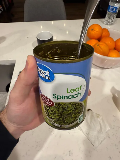 Bit into something hard in my spinach