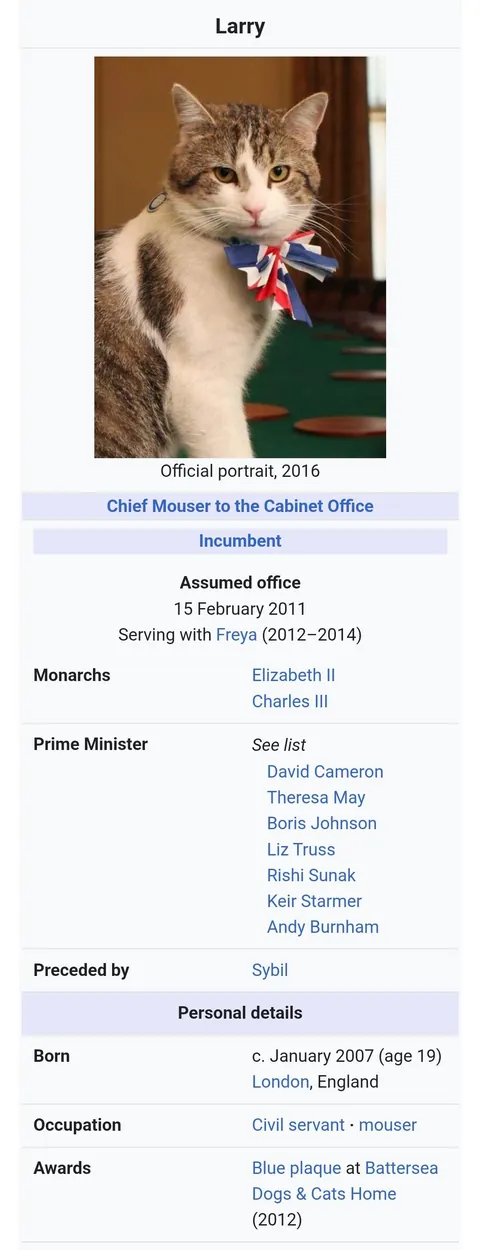 Larry has defeated another Prime Minister