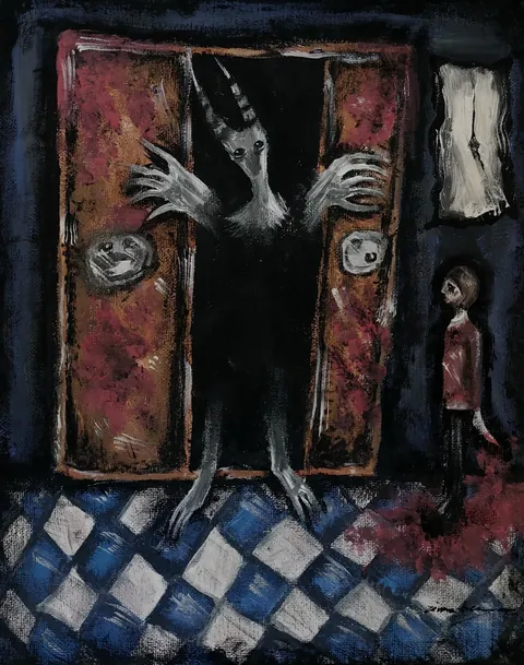 hello everyone. i suffer from paranoid schizophrenia and some of you may remember me from my previous post about a painting i made called "self portrait with fiance". your kind words and appreciation made me start painting again. thank you so much for that. here are my new paintings. thank you again