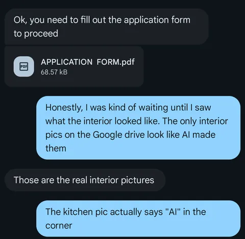 Trying to tell me that AI house pics are "real"