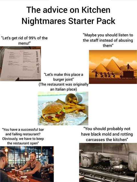 The advice on Kitchen Nightmares Starter Pack