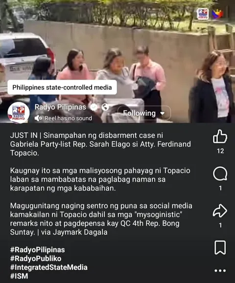 Gabriela Rep. Sarah Elago files a complaint before IBP that may lead to disbarment against lawyer Ferdinand Topacio for sexist remarks
