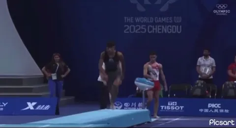 A 21 year-old gymnast from Azerbaijan landed the worlds first full “full” this year at the World Games in Chengdu, China