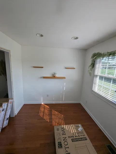 Three weeks ago I learned what a brad nailer is. Today I finished my built-in cabinets!