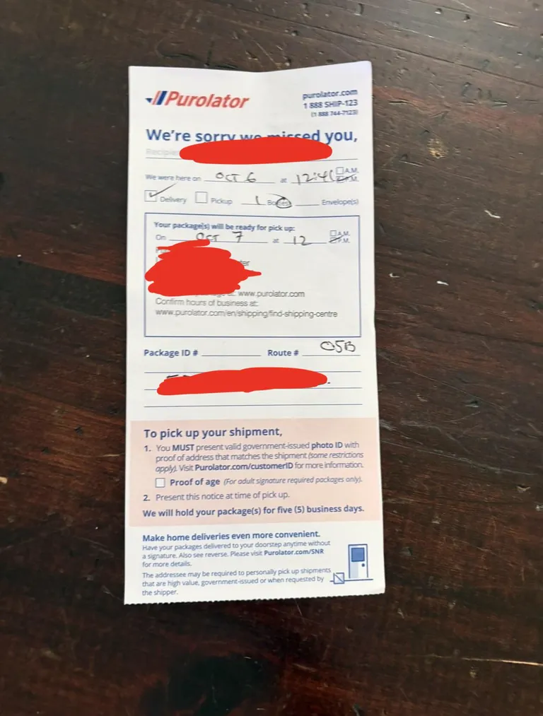 Purolator refusing to give me my laptop, which I bought with my own Best Buy account because I’m under 18