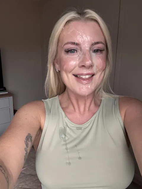 He hadn’t cum for a week so I let him blast my face