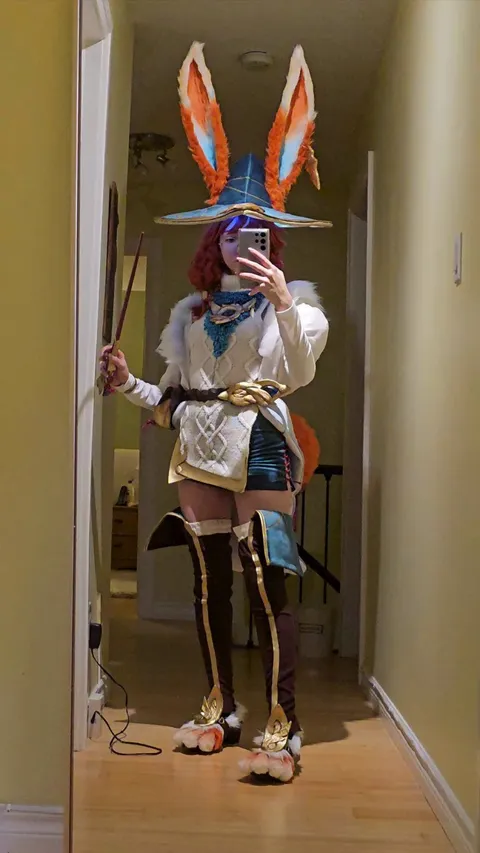 My handmade Aurora cosplay, complete with a glowing hat!