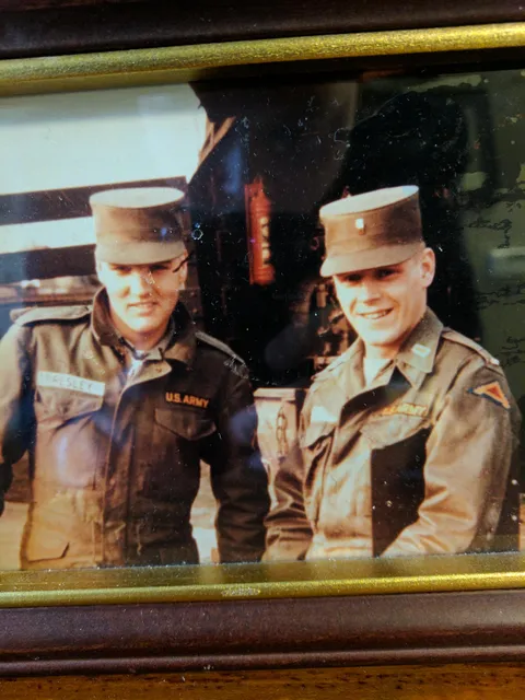 My grandfather (right) with Elvis Presley (left) in post-war Germany. Late 1950's