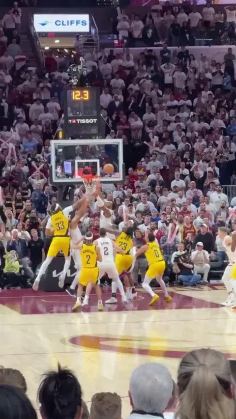 [All-Access] A view from Cleveland as Tyrese Haliburton grabs his own missed free throw with 11.3 seconds left, and then buries a 3-pointer with 1.1 seconds left to complete the 20-point comeback in Game 2