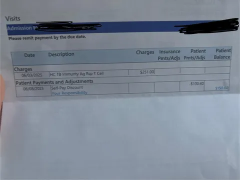 Billed for a TB test I was required to get for my job