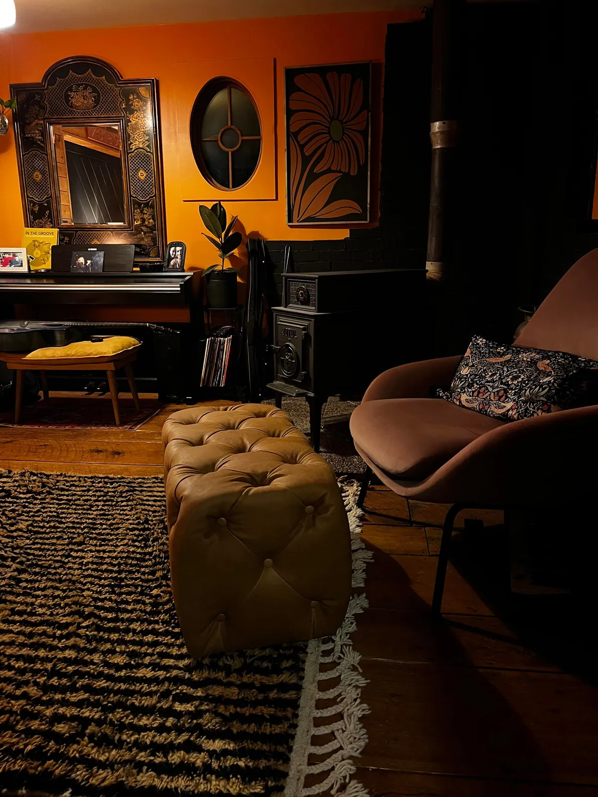 My downstairs living room, kitchen, entry way, music room and bathroom