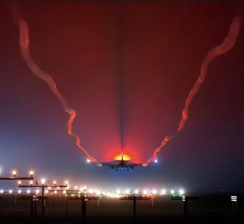 Incredible shot of a plane landing