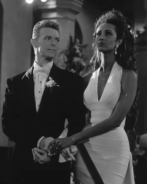 Iman &amp; David Bowie on their wedding day in Florence, Italy, June 6, 1992